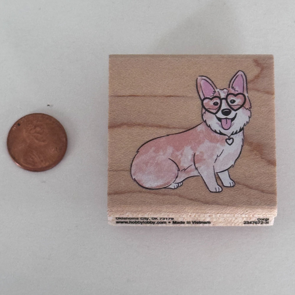 Stampabilities Rubber Stamp Corgi Dog Heart Glasses Cute Puppy Kawaii Cardmaking Animal Wood Mounted