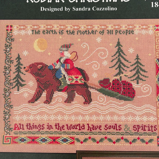 Imaginating Cross Stitch Pattern 1848 Kodiak Christmas Bear Santa Alaska Winter
