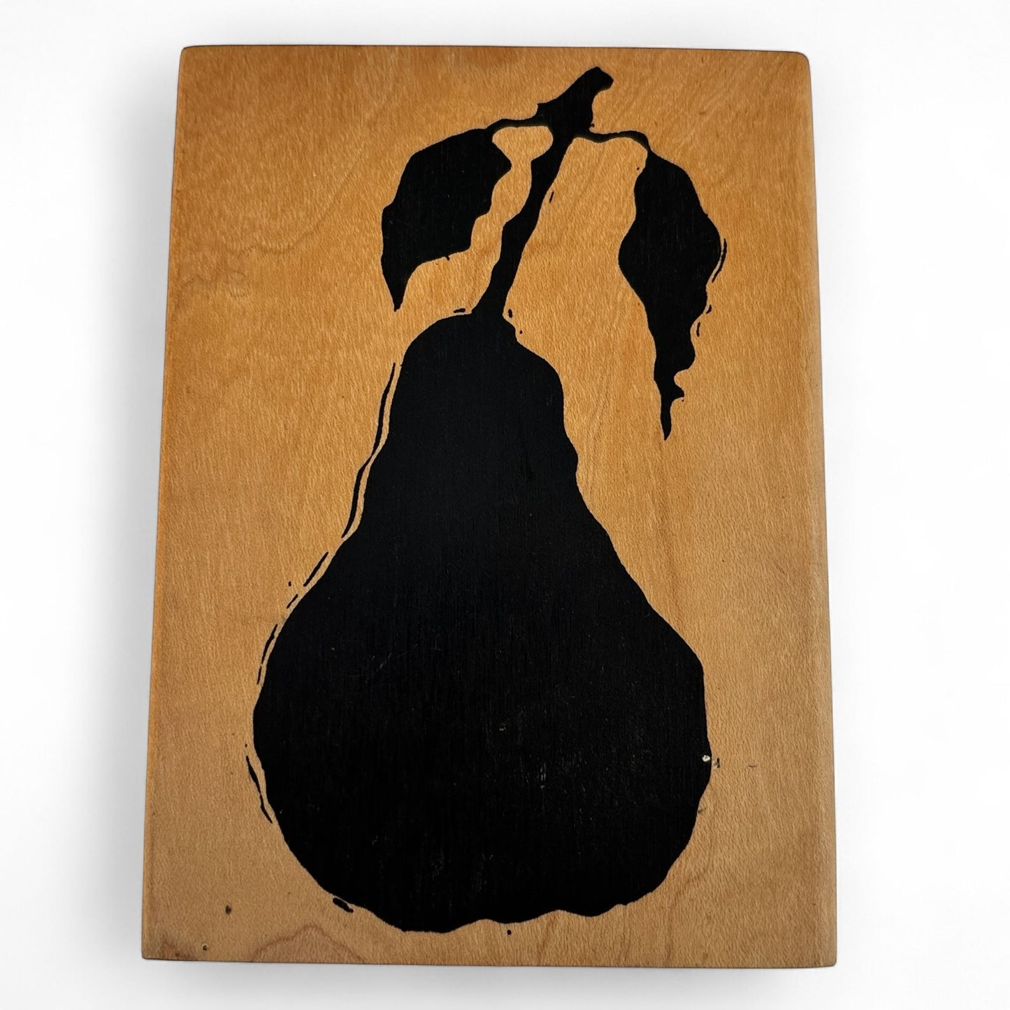 A Stamp In The Hand Rubber Stamp Pear Silhouette Fruit Food Cooking Baking Wood