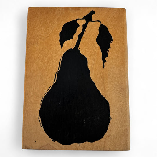 A Stamp In The Hand Rubber Stamp Pear Silhouette Fruit Food Cooking Baking Wood