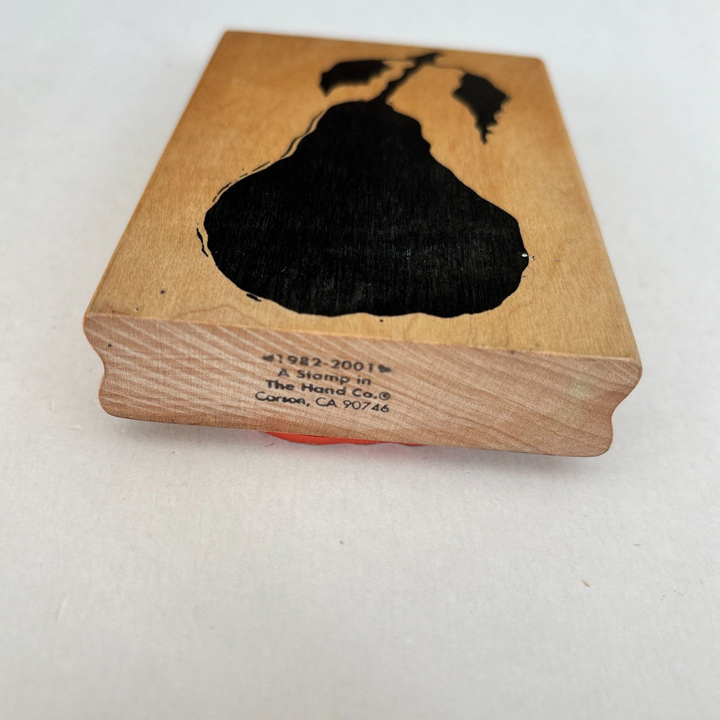 A Stamp In The Hand Rubber Stamp Pear Silhouette Fruit Food Cooking Baking Wood
