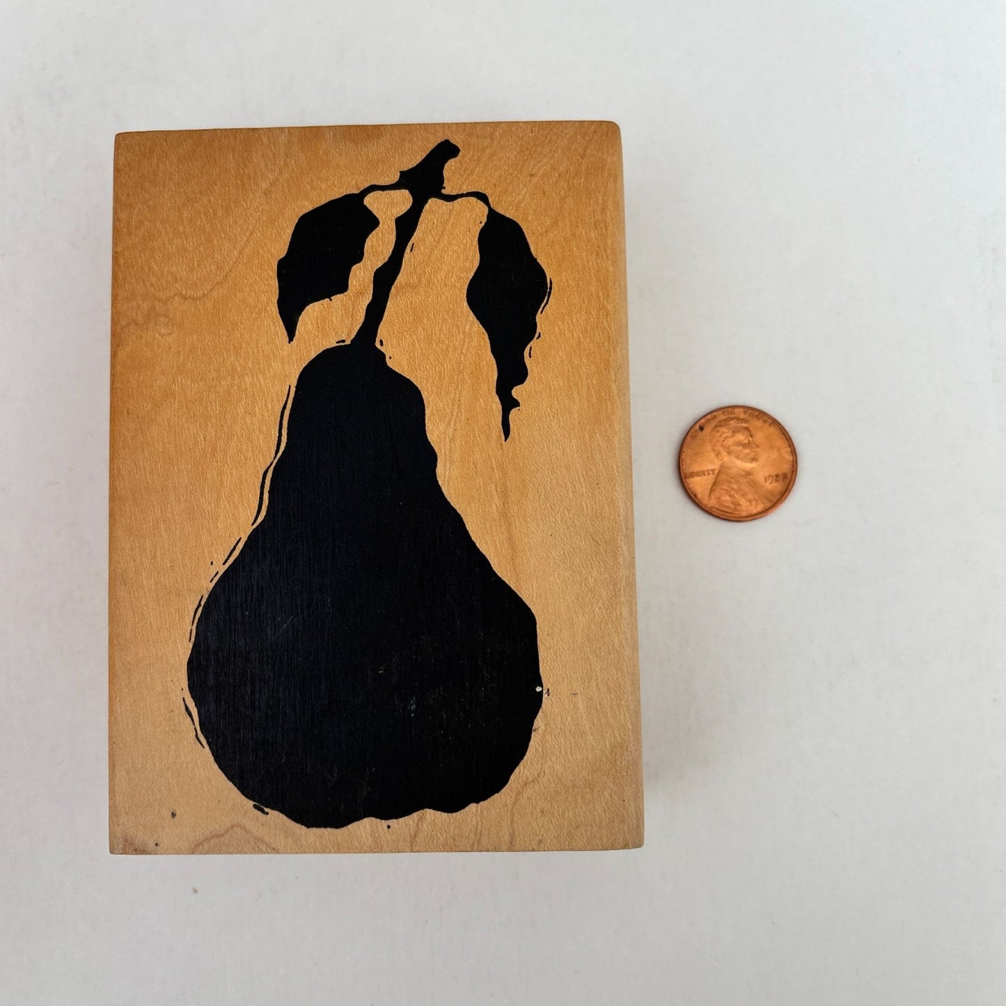 A Stamp In The Hand Rubber Stamp Pear Silhouette Fruit Food Cooking Baking Wood