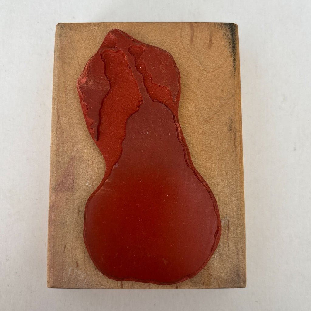 A Stamp In The Hand Rubber Stamp Pear Silhouette Fruit Food Cooking Baking Wood