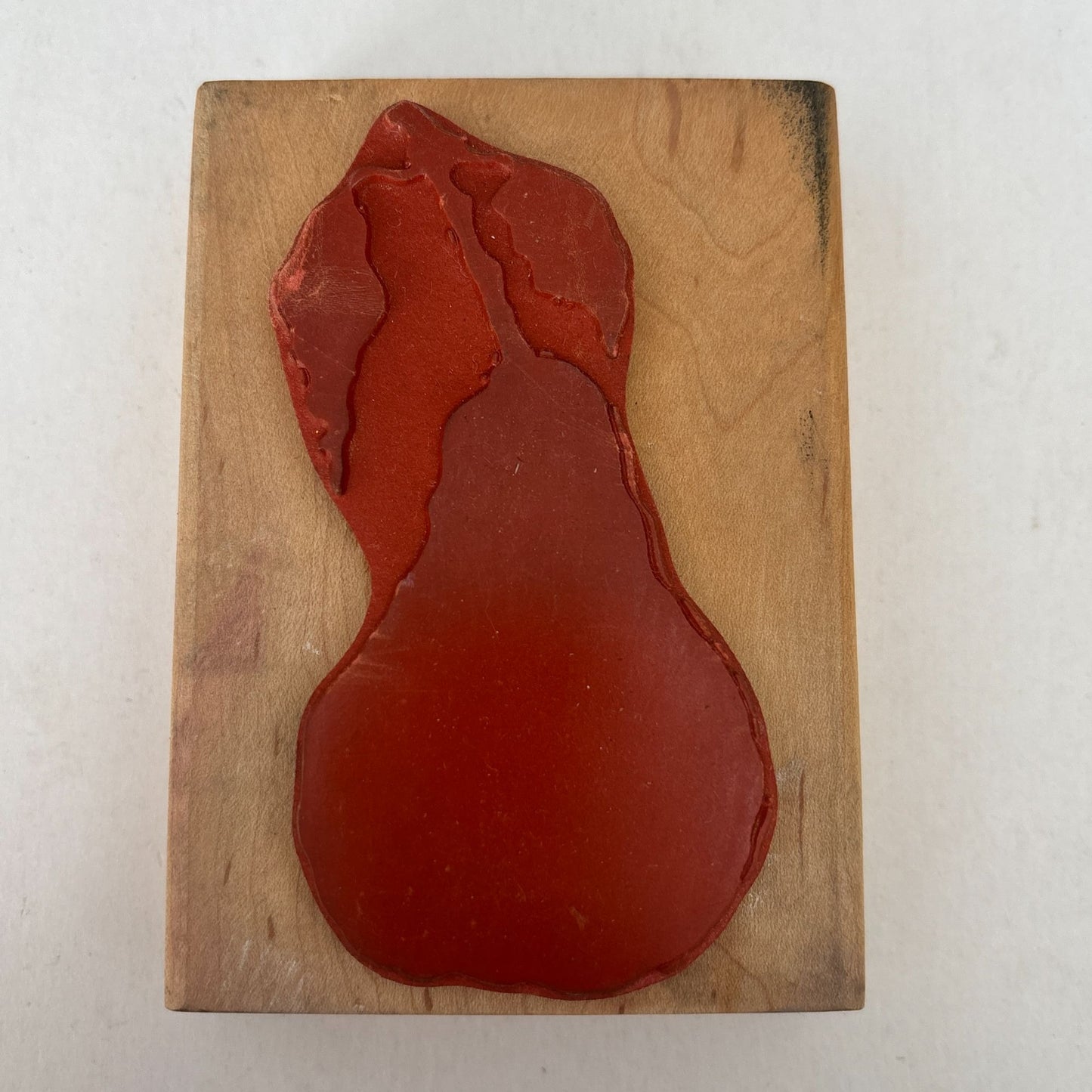 A Stamp In The Hand Rubber Stamp Pear Silhouette Fruit Food Cooking Baking Wood