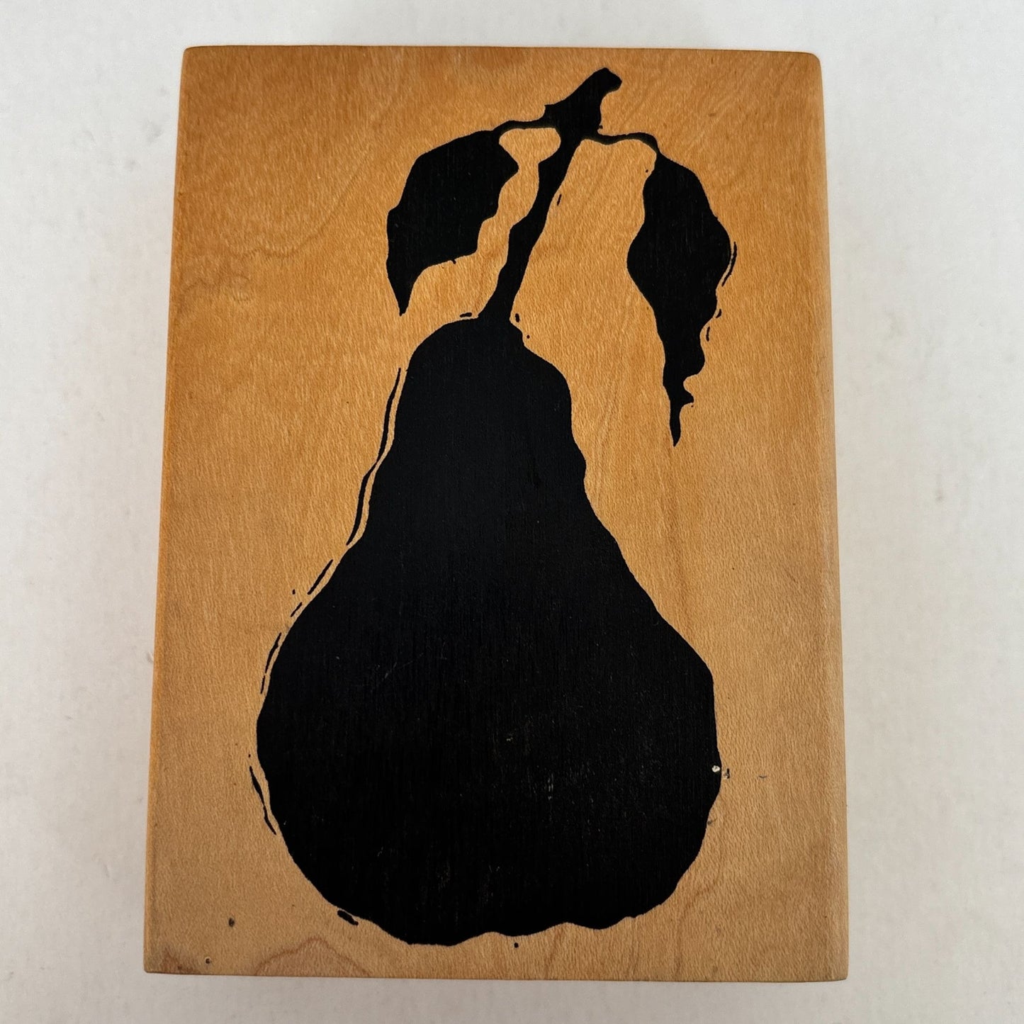 A Stamp In The Hand Rubber Stamp Pear Silhouette Fruit Food Cooking Baking Wood