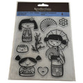 Recollections Clear Stamp Set Kyoto Kokeshi Doll Asian Japanese Girl Card Making Storybook Fan