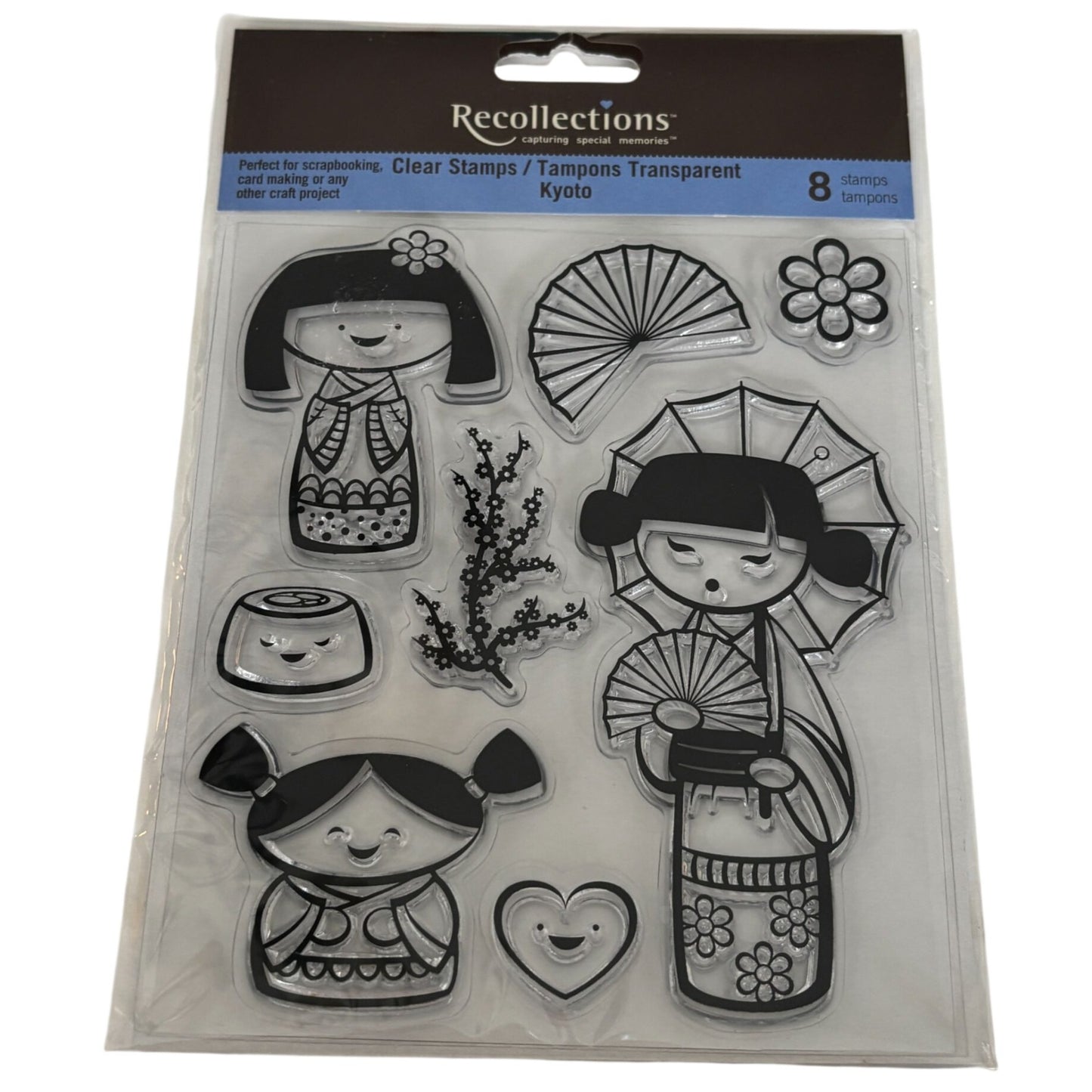 Recollections Clear Stamp Set Kyoto Kokeshi Doll Asian Japanese Girl Card Making Storybook Fan