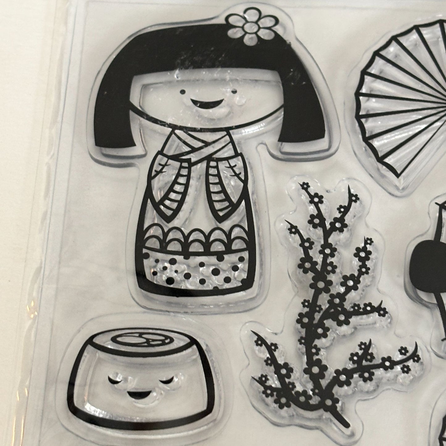 Recollections Clear Stamp Set Kyoto Kokeshi Doll Asian Japanese Girl Card Making Storybook Fan