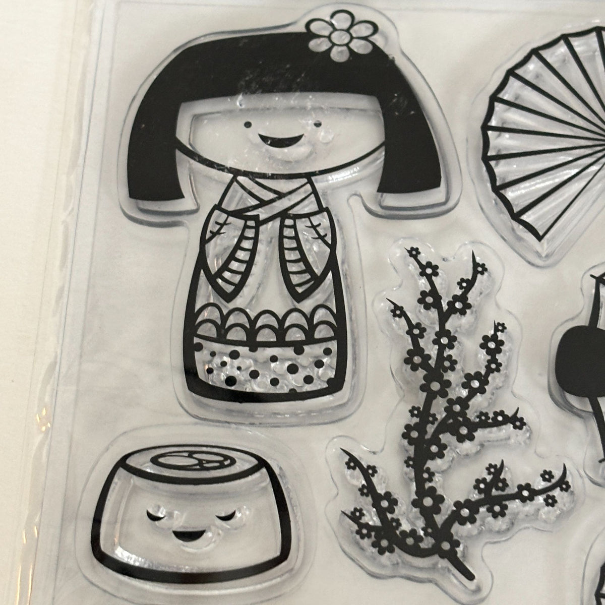Recollections Clear Stamp Set Kyoto Kokeshi Doll Asian Japanese Girl Card Making Storybook Fan