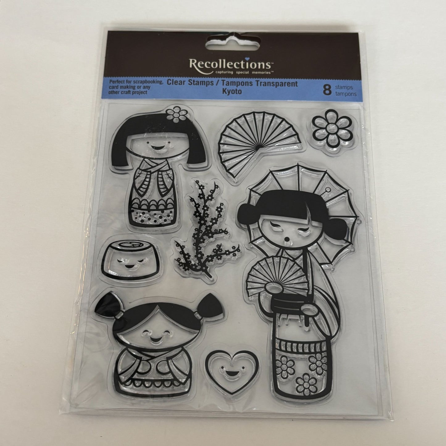 Recollections Clear Stamp Set Kyoto Kokeshi Doll Asian Japanese Girl Card Making Storybook Fan