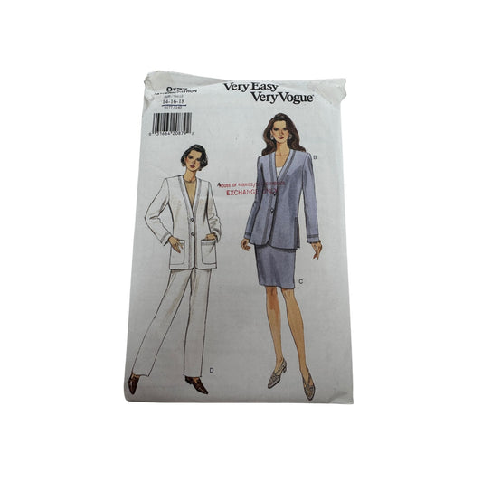 Vogue Sewing Pattern 9177 Jacket Skirt Pants Work Suit Outfit Easy 14 16 18 UC