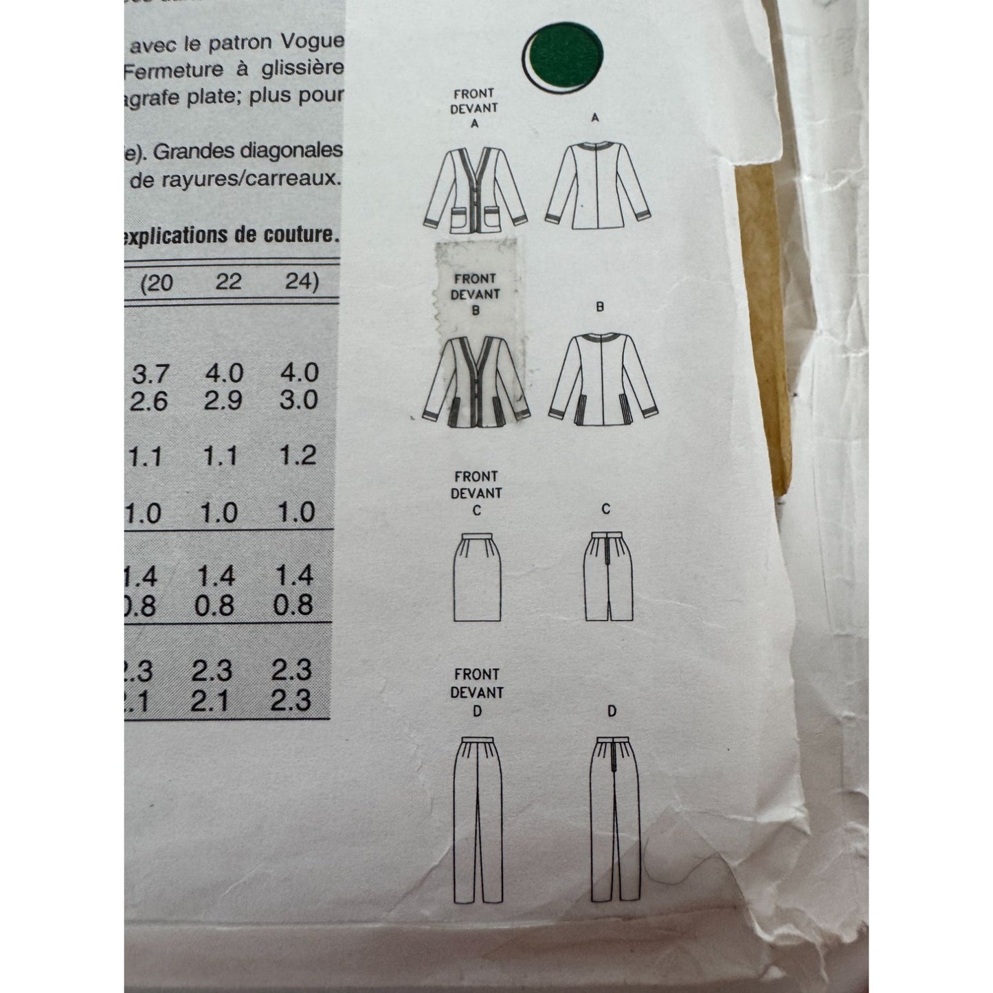 Vogue Sewing Pattern 9177 Jacket Skirt Pants Work Suit Outfit Easy 14 16 18 UC
