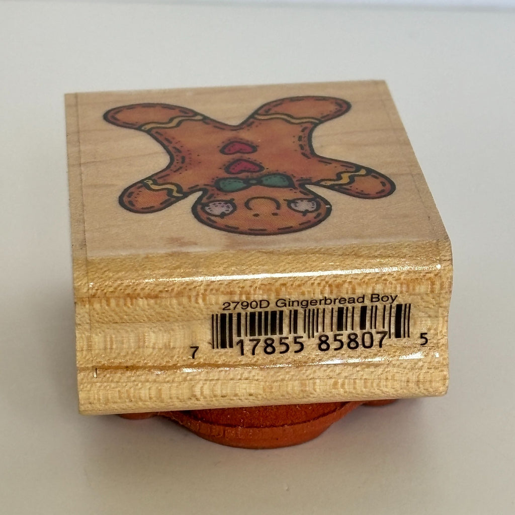 Rubber Stampede Rubber Stamp Gingerbread Man Boy Christmas Cookie Holiday Cardmaking Baking Wood Mounted