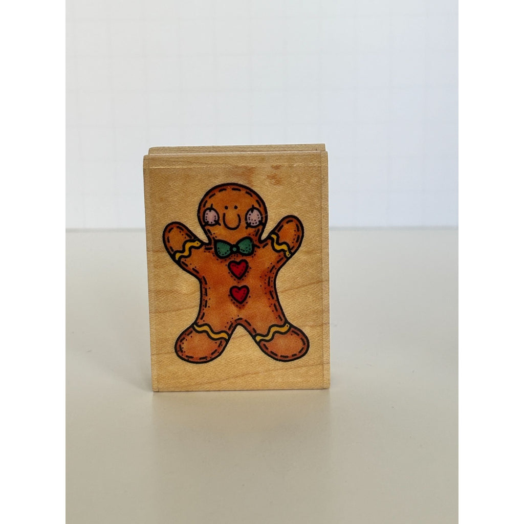 Rubber Stampede Rubber Stamp Gingerbread Man Boy Christmas Cookie Holiday Cardmaking Baking Wood Mounted