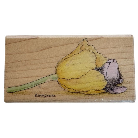 Stampabilities House Mouse Rubber Stamp Flower Bed Muzzy Mouse Sleeping Nap Cute
