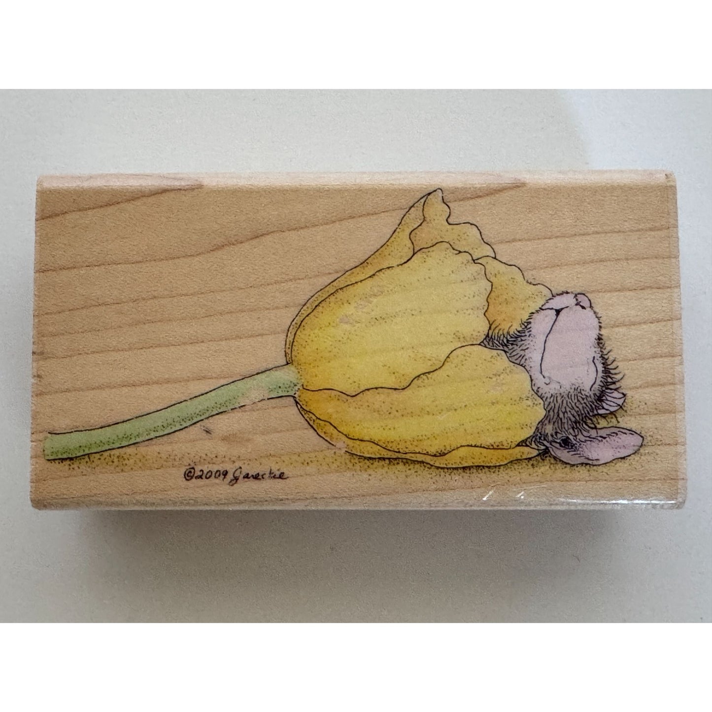 Stampabilities House Mouse Rubber Stamp Flower Bed Muzzy Mouse Sleeping Nap Cute