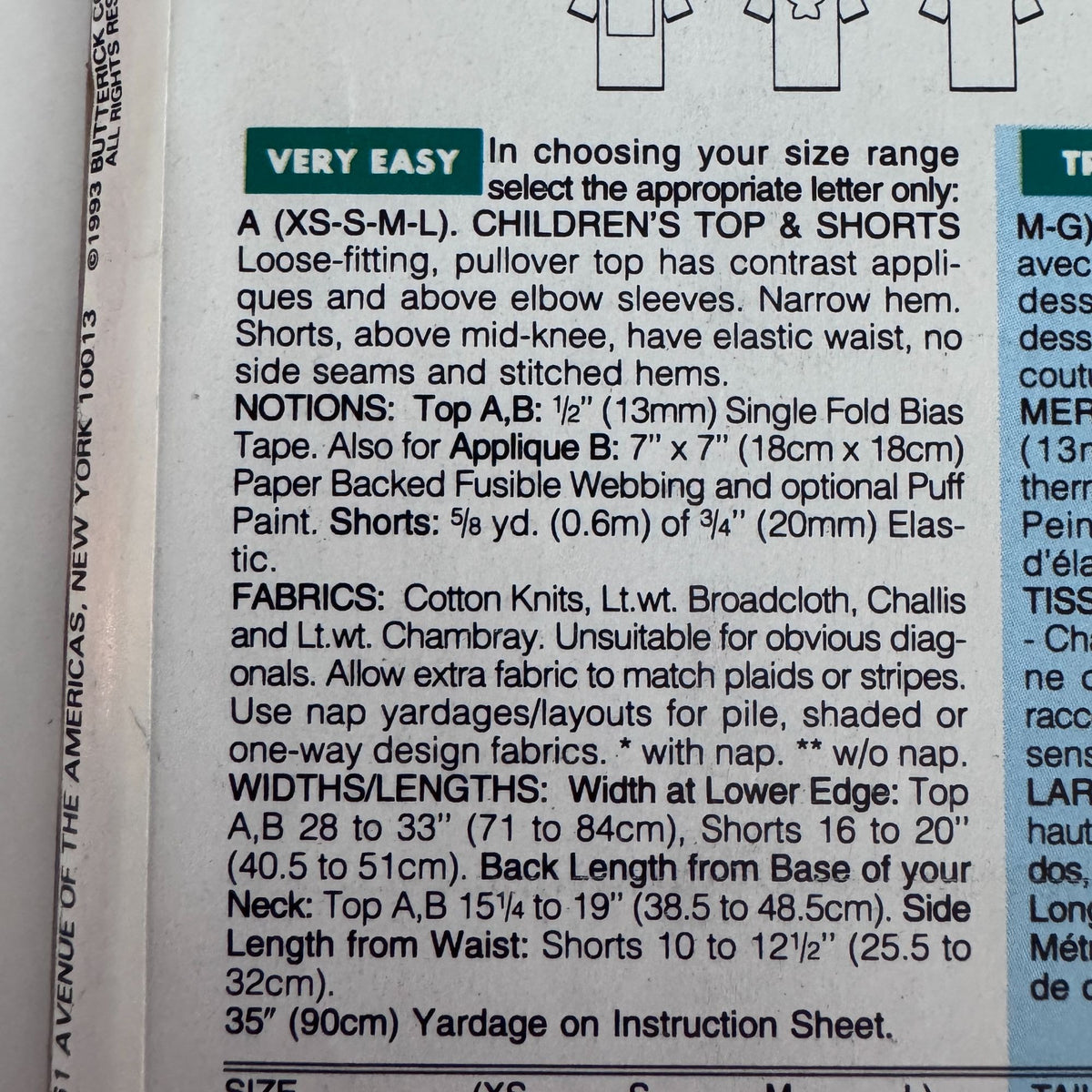 Butterick Sewing Pattern 6894 Childrens Top Shorts Kids Summer Outfit Easy 2-6X Uncut 1990s Vintage