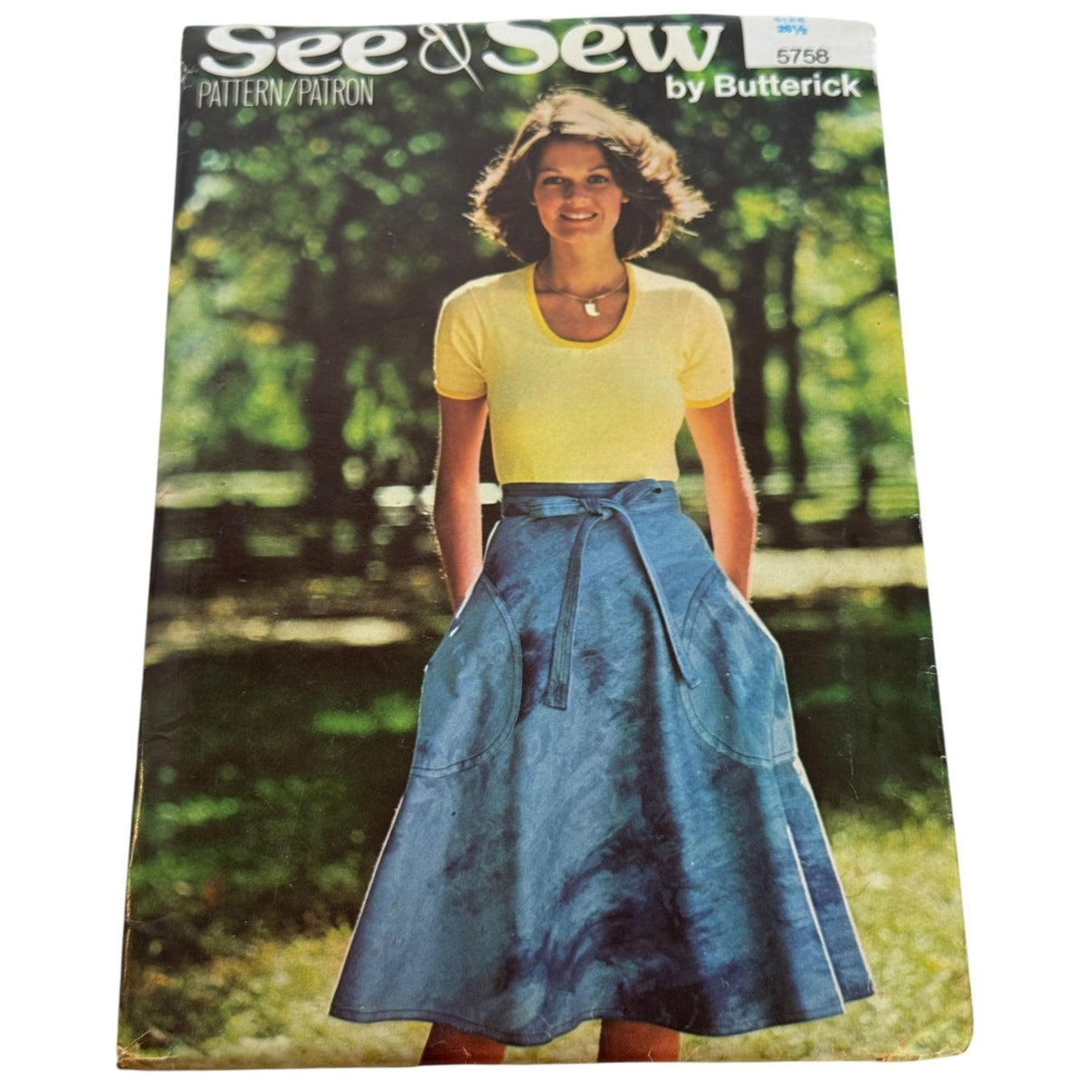 Butterick Sewing Pattern 5758 Flared Skirt Pockets Vintage Waist 26.5 inch Uncut