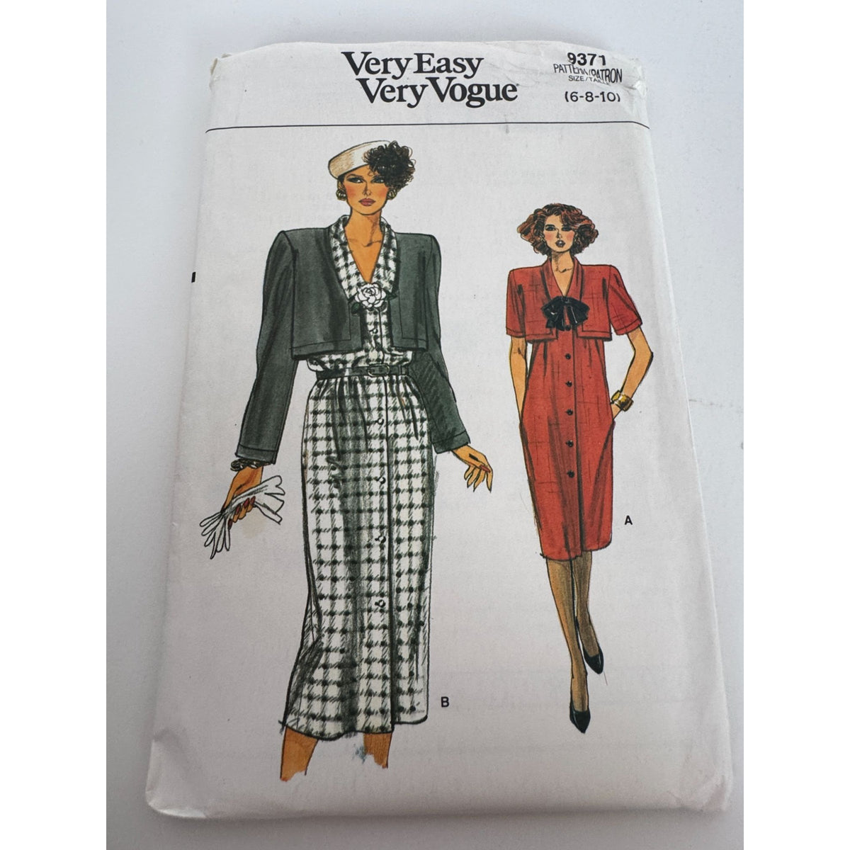 Very Easy Very Vogue Sewing Pattern 9371 Straight Dress Below Mid-Knee UC 6 8 10