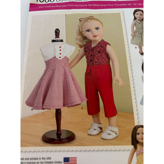 Simplicity Sewing Pattern 1086 18 Inch Doll Clothes Clothing Dress Pants Top UC