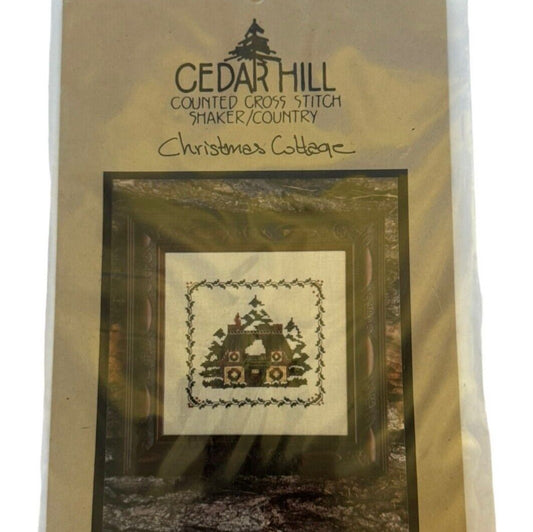 Cedar Hill Cross Stitch Pattern Christmas Cottage Shaker Country Log Cabin House Primitive Holiday