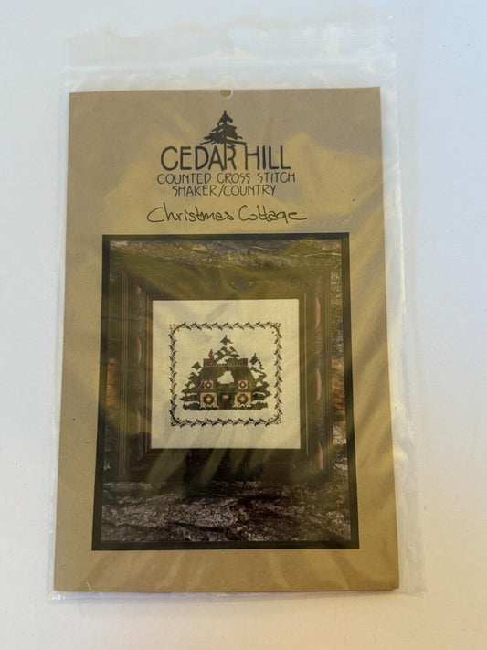 Cedar Hill Cross Stitch Pattern Christmas Cottage Shaker Country Log Cabin House Primitive Holiday