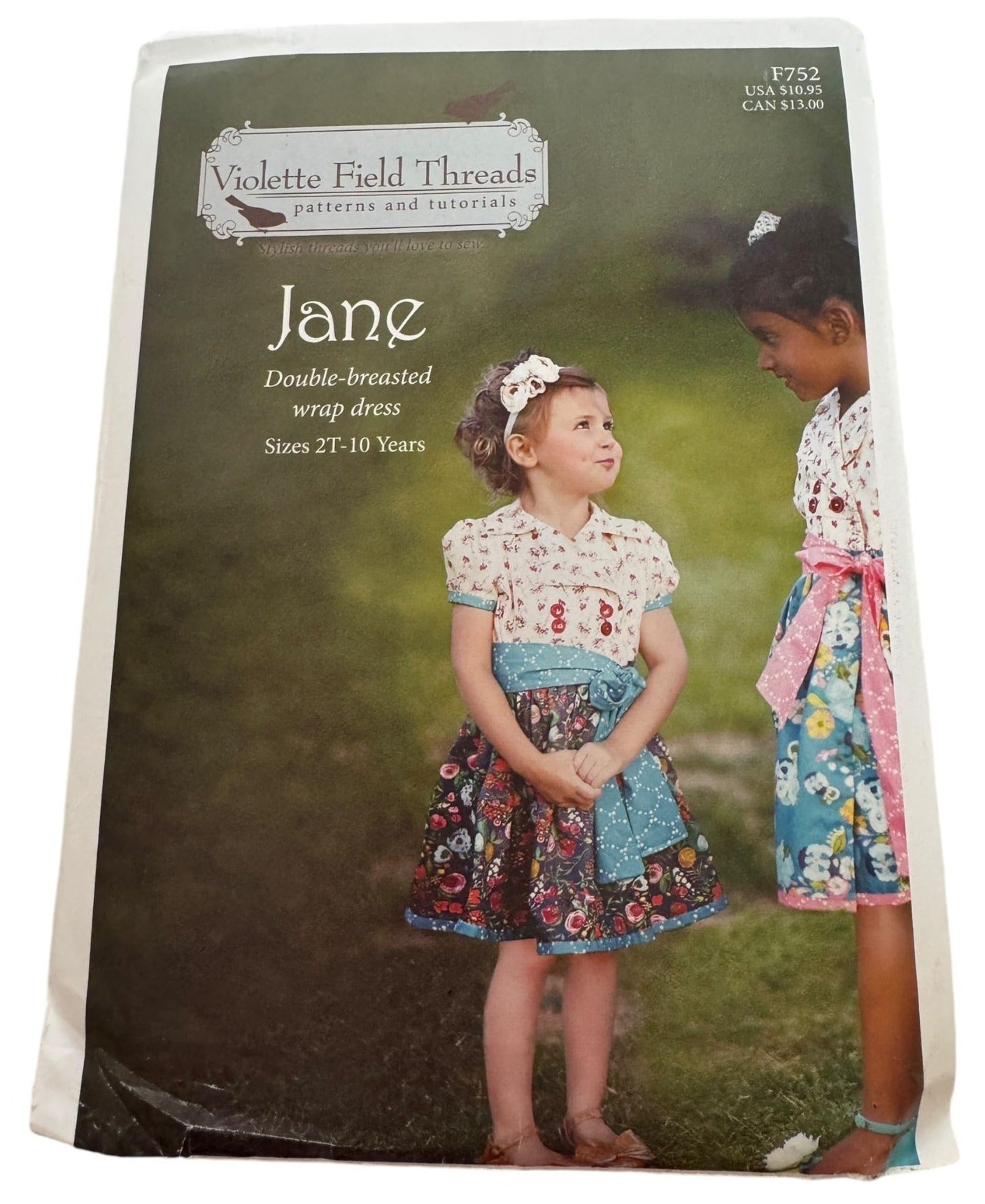 Violette Field Threads Sewing Pattern Jane Double-Breasted Wrap Dress 2T-10 yrs