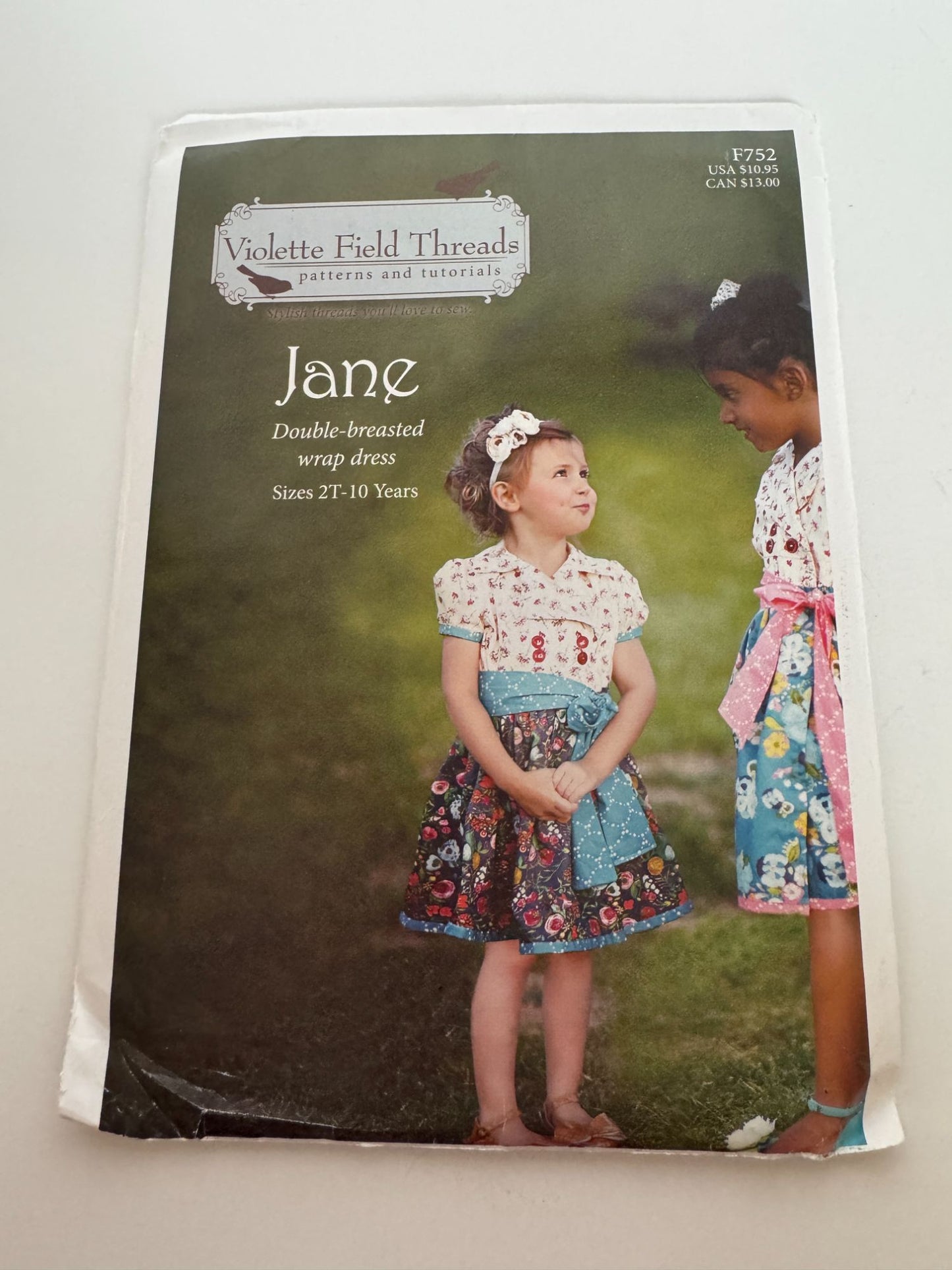 Violette Field Threads Sewing Pattern Jane Double-Breasted Wrap Dress 2T-10 yrs
