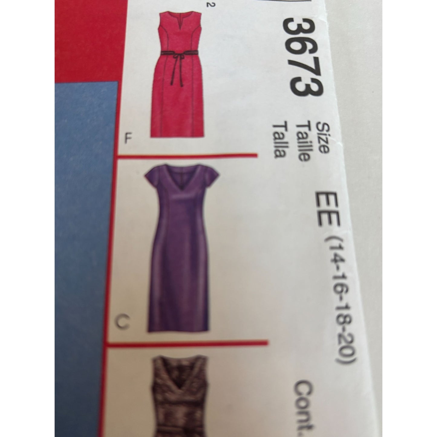 McCalls Sewing Pattern 3673 Straight Dress Career Work 8 Looks 14 16 18 20 Uncut
