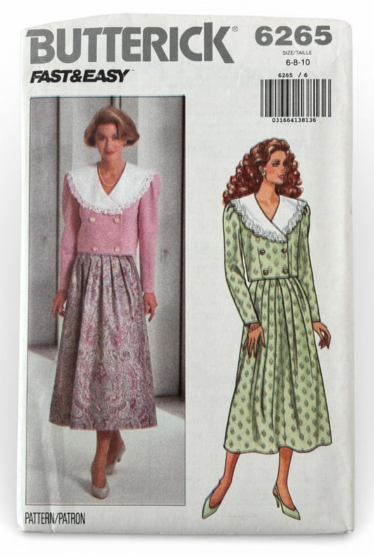 Butterick Sewing Pattern 6265 Top Skirt Romantic 90s Cottagecore Easy 6 8 10 UC