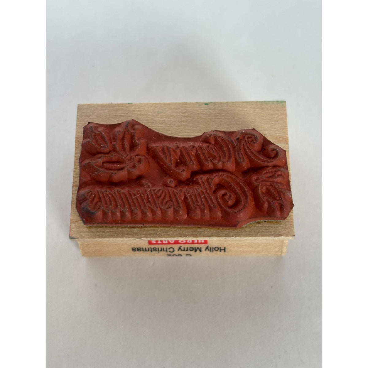 Hero Arts Wooden Rubber Stamp Holly Merry Christmas Gift Tag Card Making Words