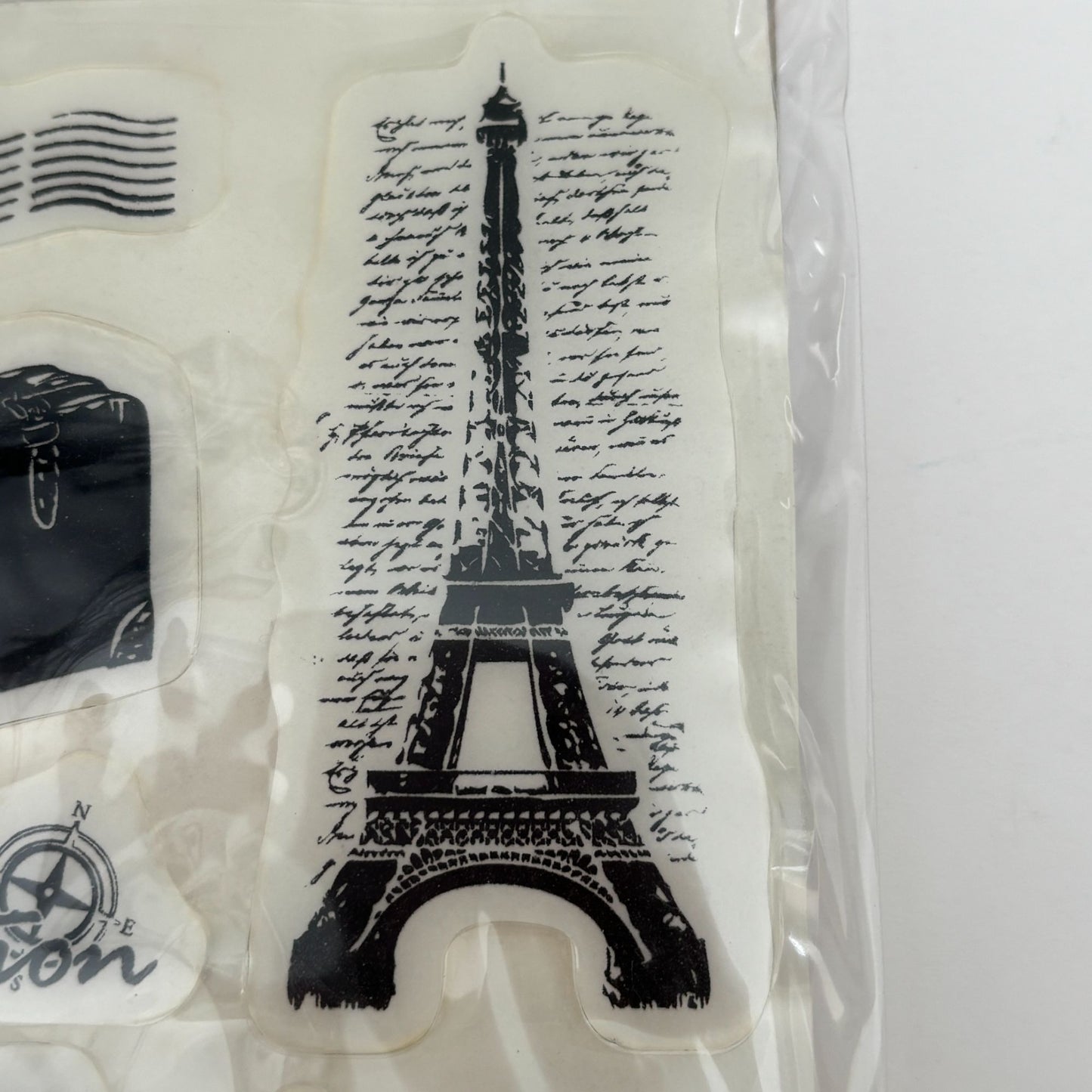 Cloud9 Design Rubber Cling Stamp Set Travel Eiffel Tower Paris Adventure Cardmaking Vintage