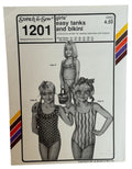 Stretch & Sew Sewing Pattern 1201 Girls Swimsuit Tank Bathing Suit Bikini Uncut