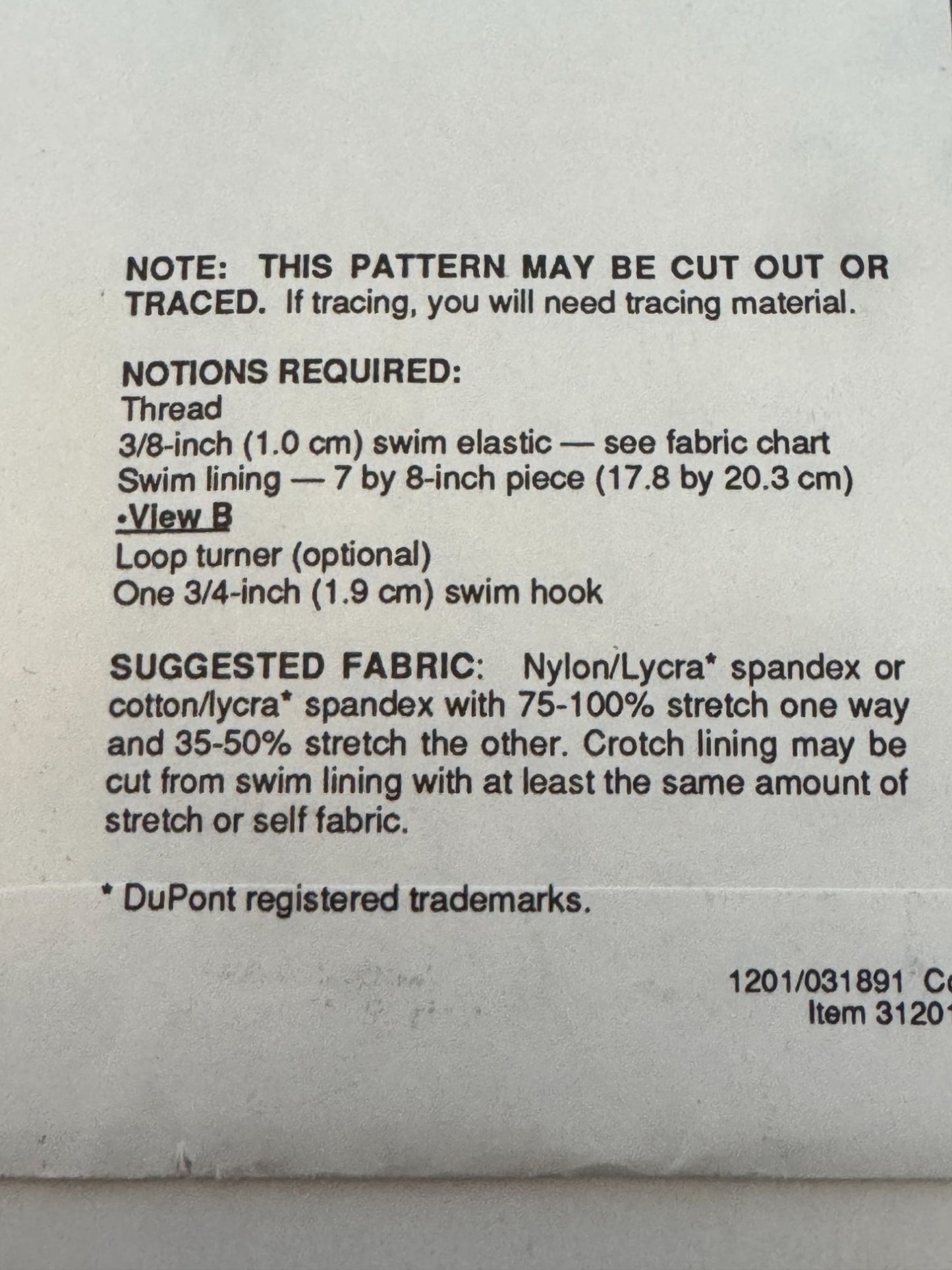 Stretch & Sew Sewing Pattern 1201 Girls Swimsuit Tank Bathing Suit Bikini Uncut