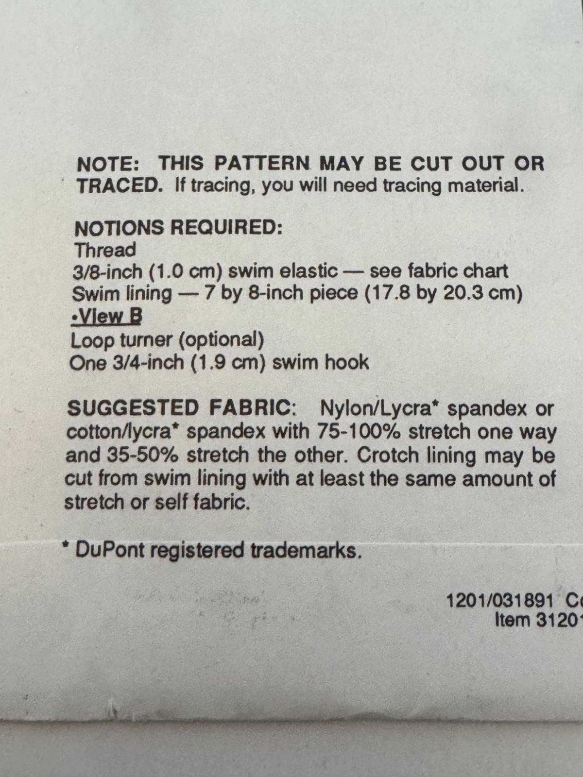Stretch & Sew Sewing Pattern 1201 Girls Swimsuit Tank Bathing Suit Bikini Uncut
