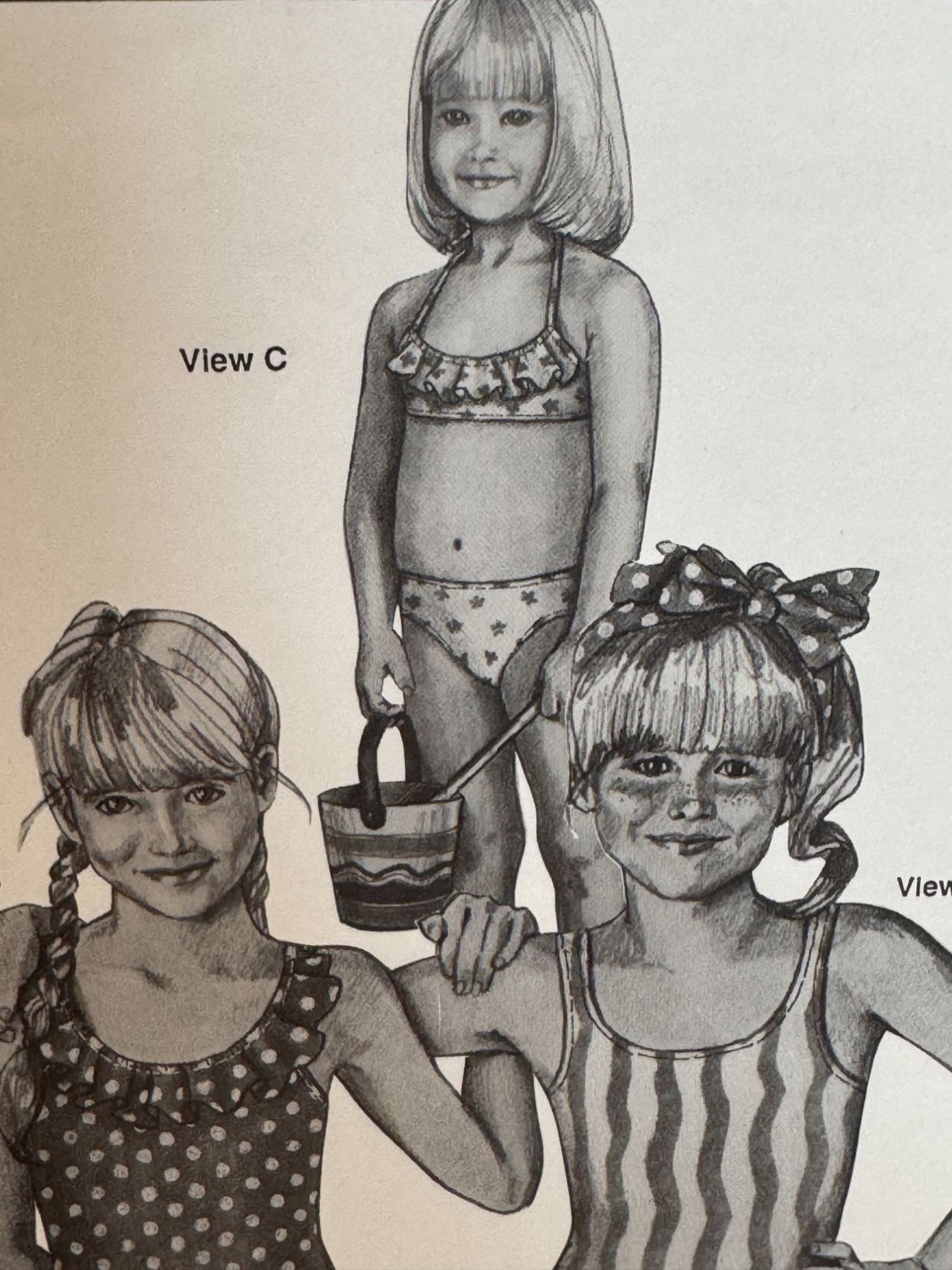 Stretch & Sew Sewing Pattern 1201 Girls Swimsuit Tank Bathing Suit Bikini Uncut