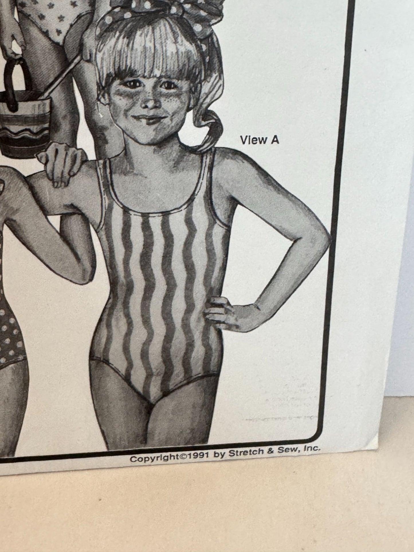 Stretch & Sew Sewing Pattern 1201 Girls Swimsuit Tank Bathing Suit Bikini Uncut