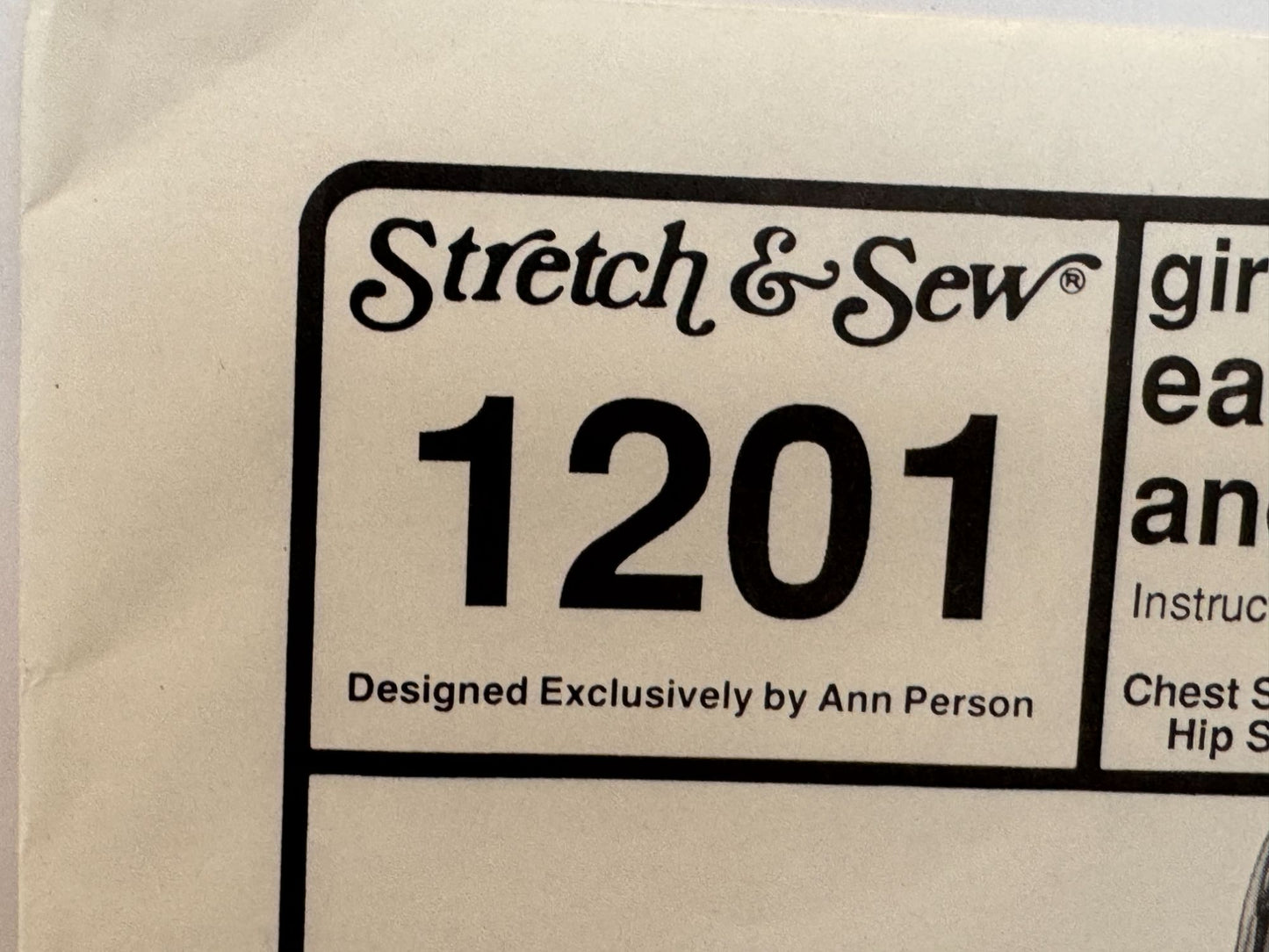 Stretch & Sew Sewing Pattern 1201 Girls Swimsuit Tank Bathing Suit Bikini Uncut