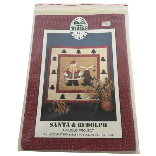 Alma Lynne Applique Quilt Pattern Santa Rudolph Christmas Home Decor 30x 30 Inch