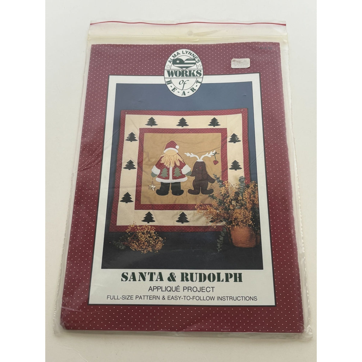 Alma Lynne Applique Quilt Pattern Santa Rudolph Christmas Home Decor 30x 30 Inch