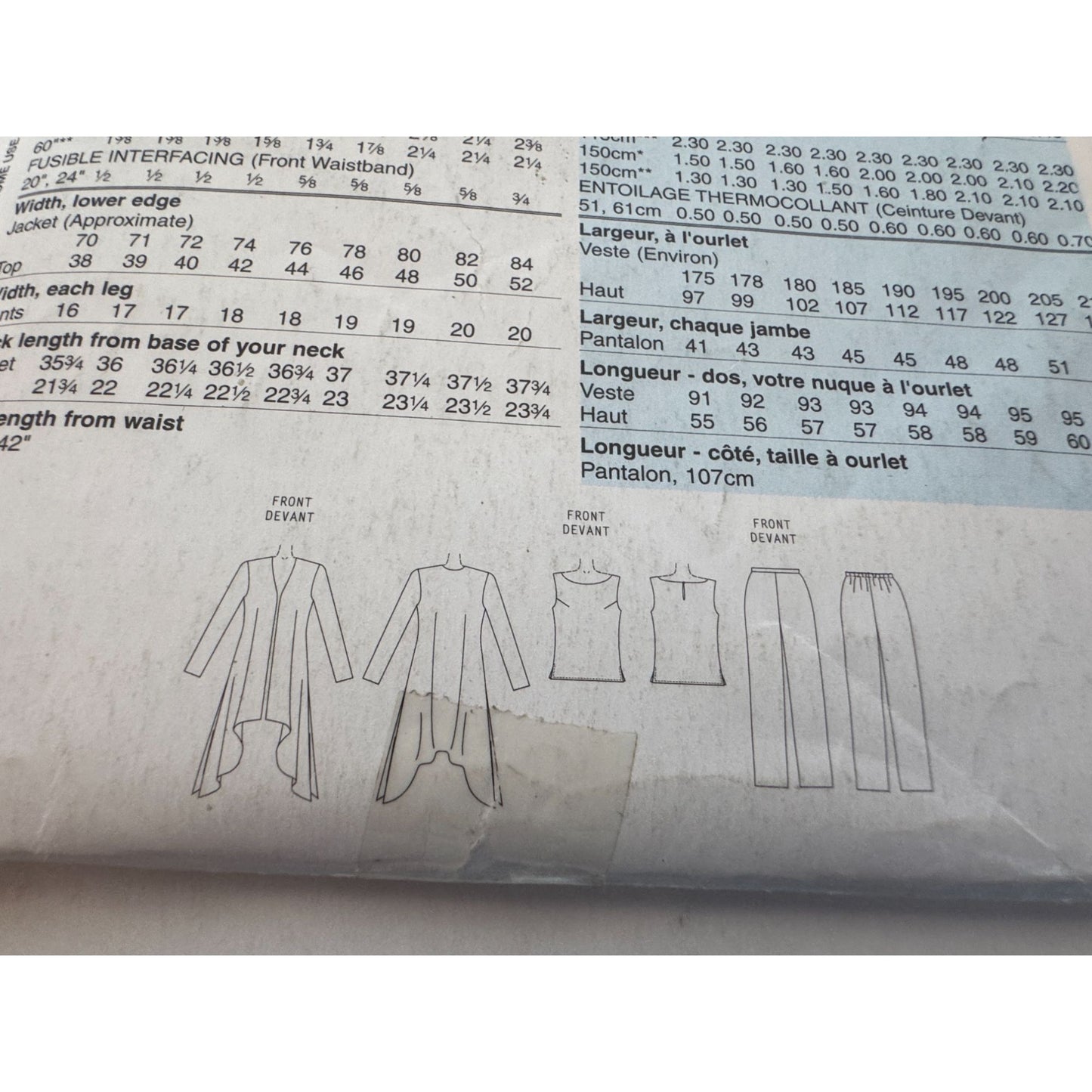 Butterick See and Sew Sewing Pattern B4329 Duster Top Pants Work 14 16 18 UC