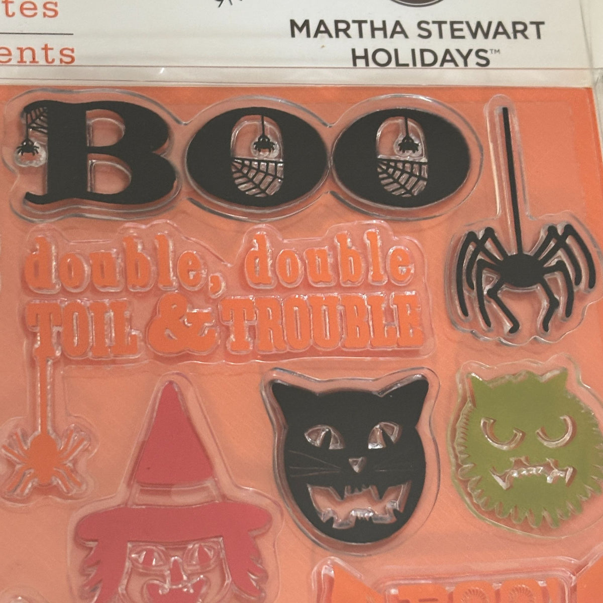 Martha Stewart Clear Stamps Set Halloween Friends Trick or Treat Cat Witch Candy Cardmaking