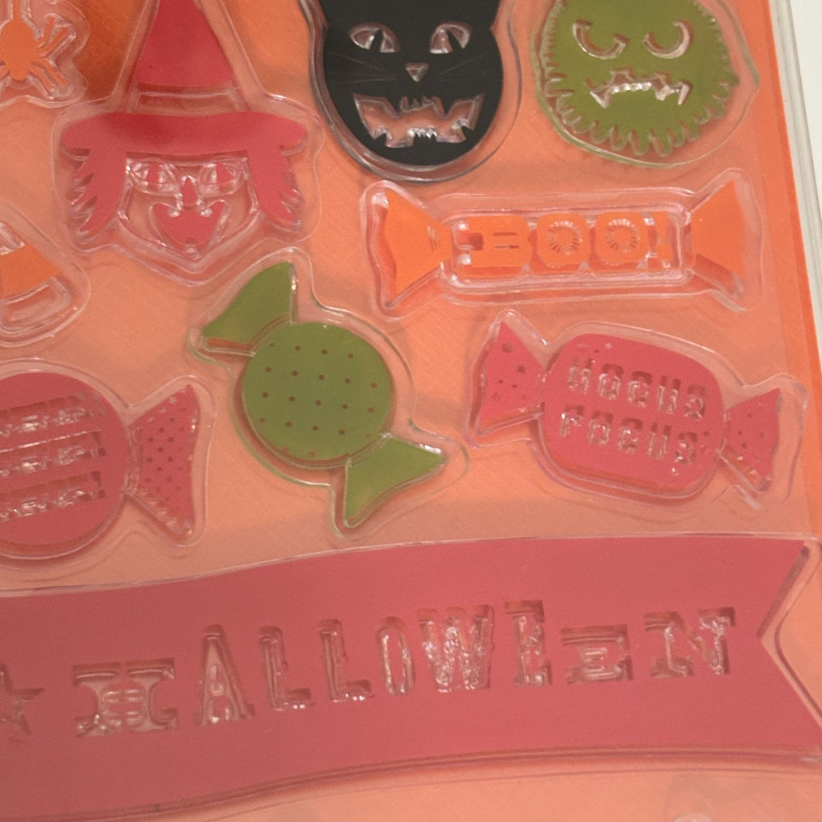 Martha Stewart Clear Stamps Set Halloween Friends Trick or Treat Cat Witch Candy Cardmaking