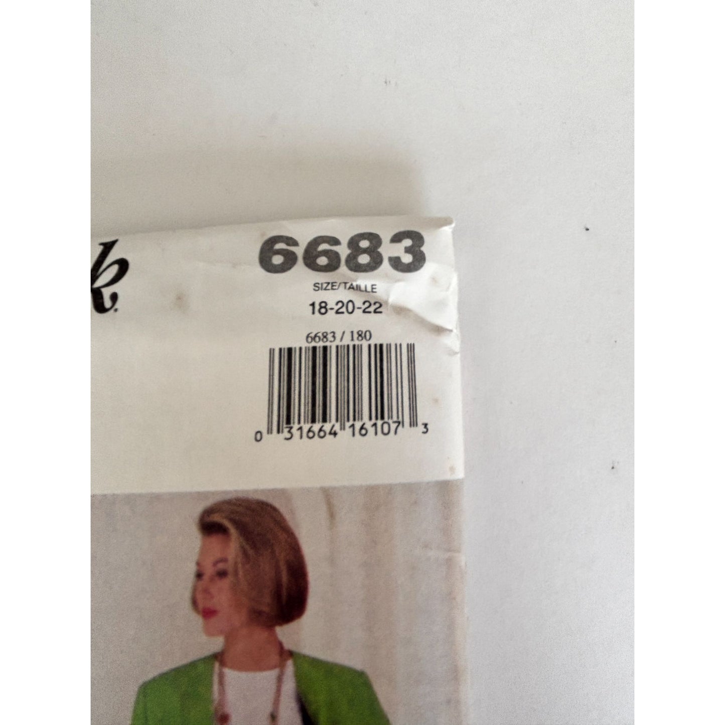 Butterick Sewing Pattern 6683 Jacket Top Skirt Pants Work 90s Power Dressing 18-22 Uncut
