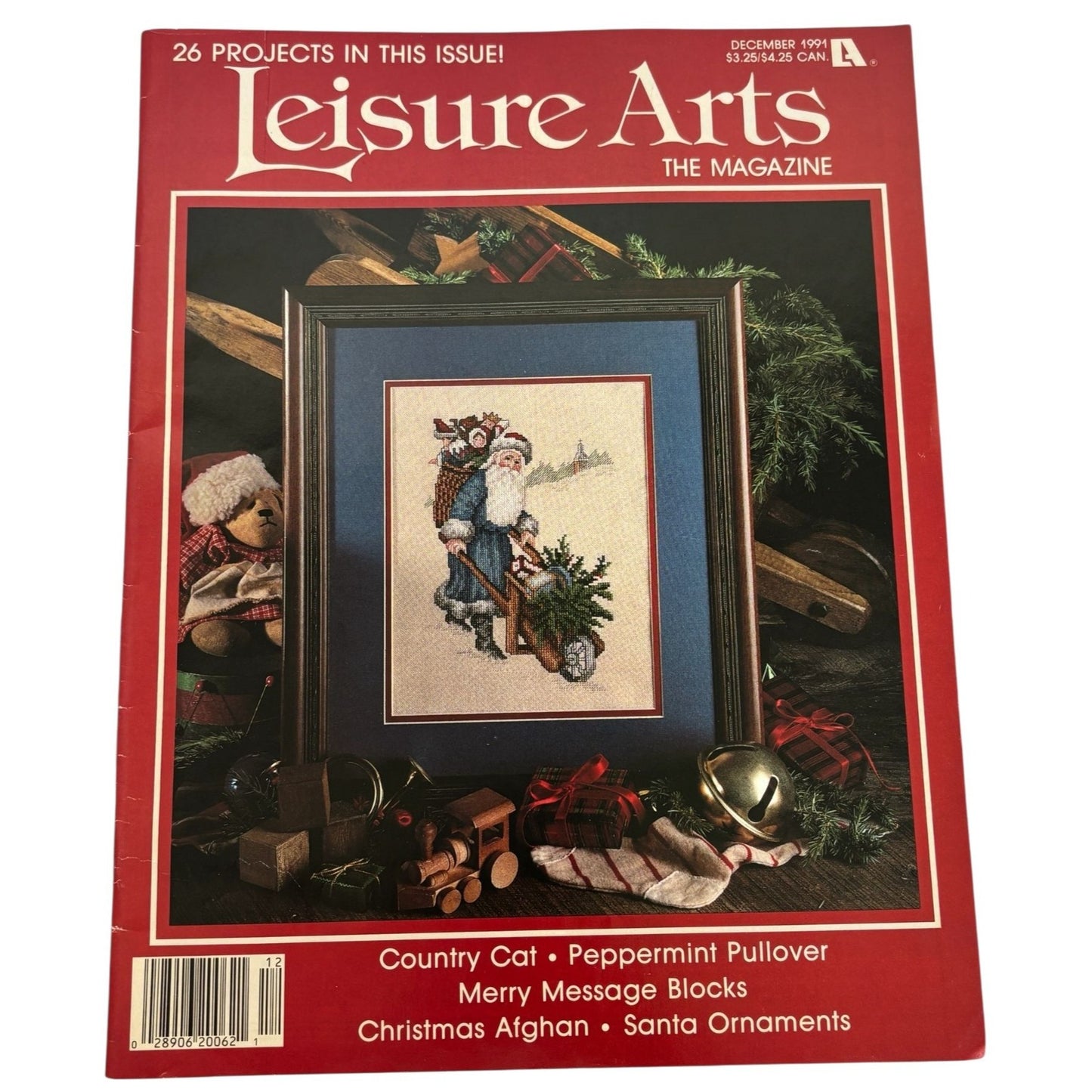 Leisure Arts Magazine Cross Stitch Knitting Patterns Christmas December 1991