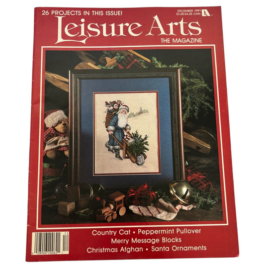 Leisure Arts Magazine Cross Stitch Knitting Patterns Christmas December 1991