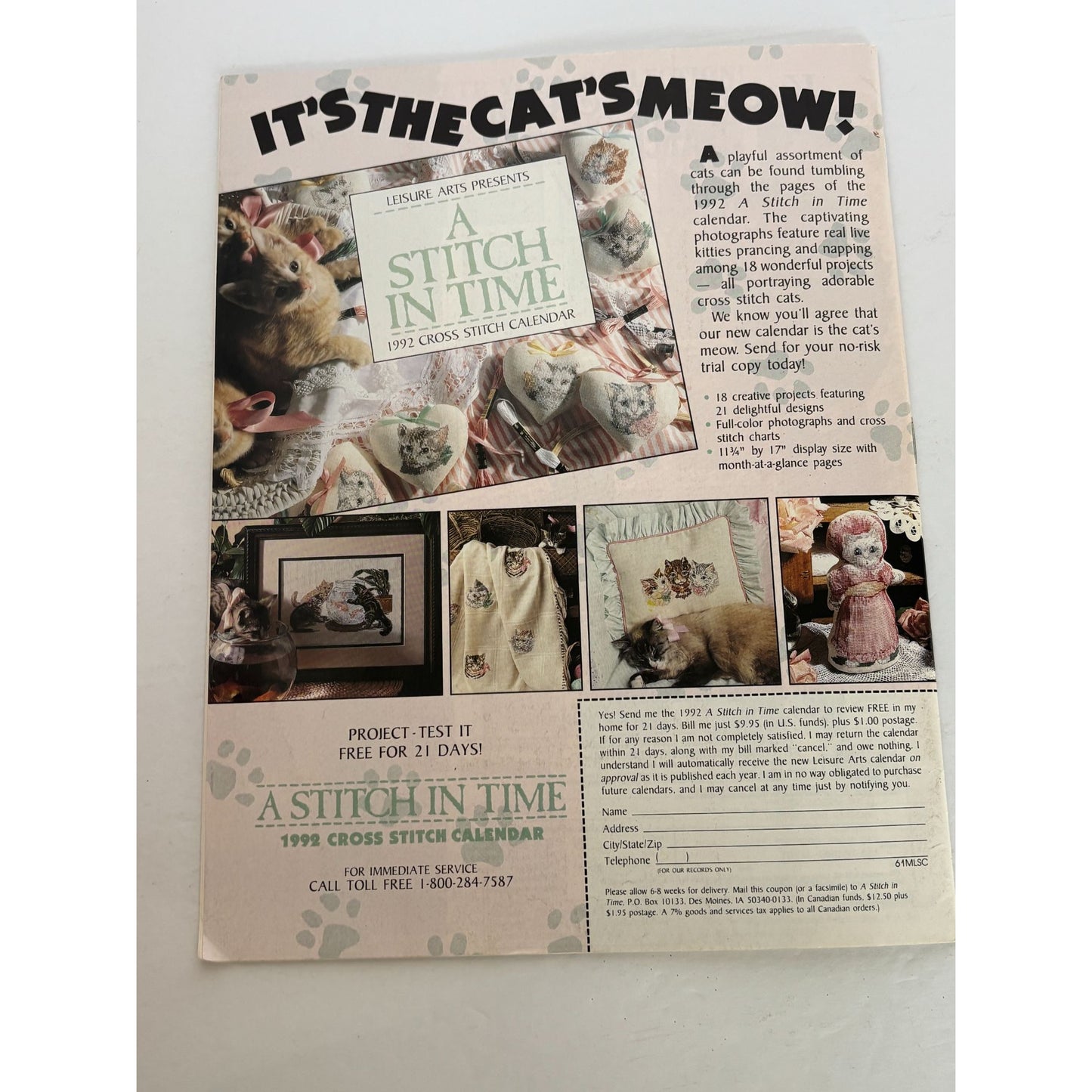 Leisure Arts Magazine Cross Stitch Knitting Patterns Christmas December 1991