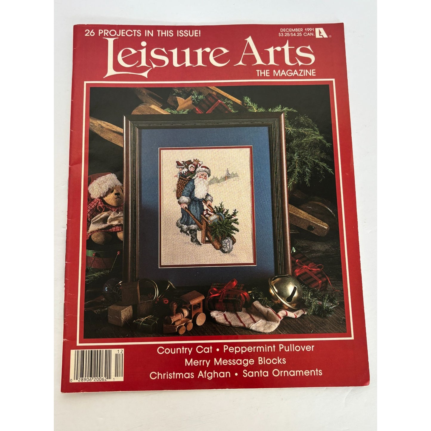 Leisure Arts Magazine Cross Stitch Knitting Patterns Christmas December 1991