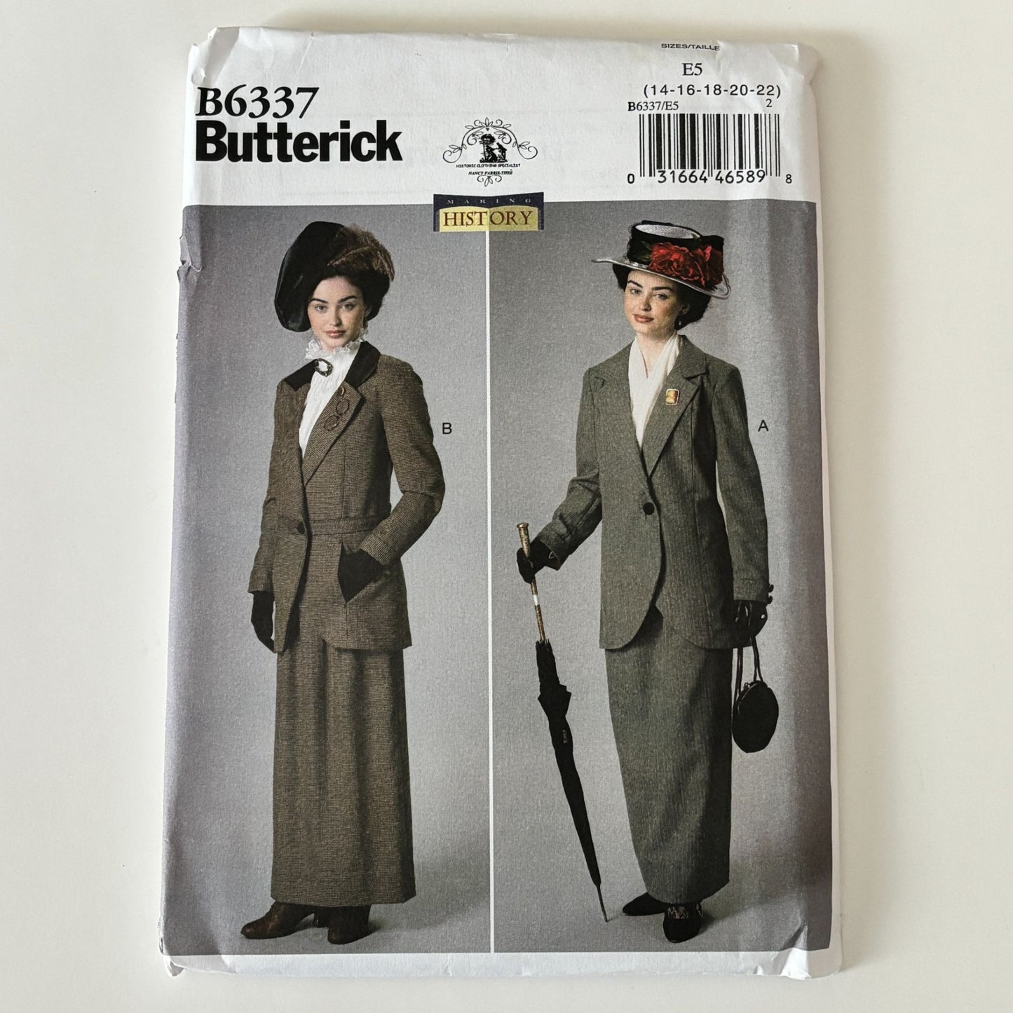 Butterick Sewing Pattern B6337 Edwardian Suit Victorian Jacket Skirt 14-22 Uncut Making History