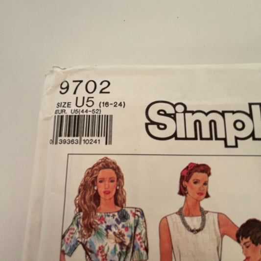 Simplicity Sewing Pattern 9702 Chemise Dress Detachable Sarong Knee Length 16-24
